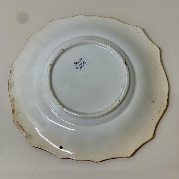 19th Century Antique Gaudy Welsh 12 Sided Scalloped Hand Painted Biscuit Tray - Picture 9 of 12